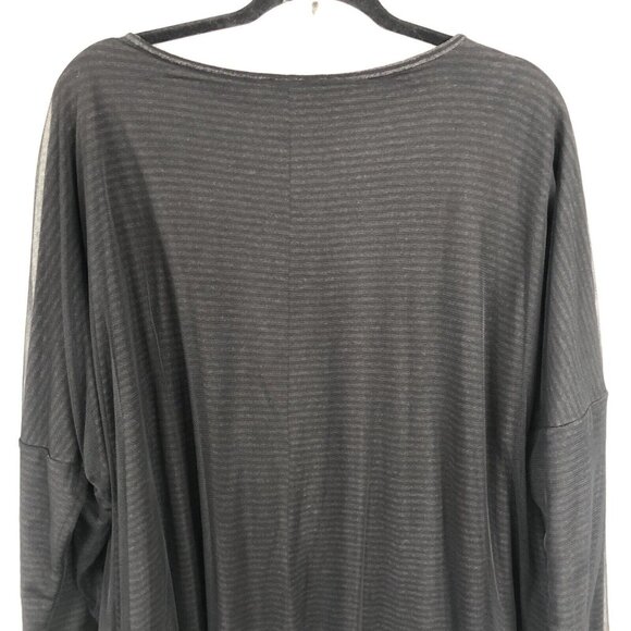 Luukaa Top Women 14 Black Stripe Mesh T Lagenlook Layered Whimsigoth Drapey - Picture 12 of 15